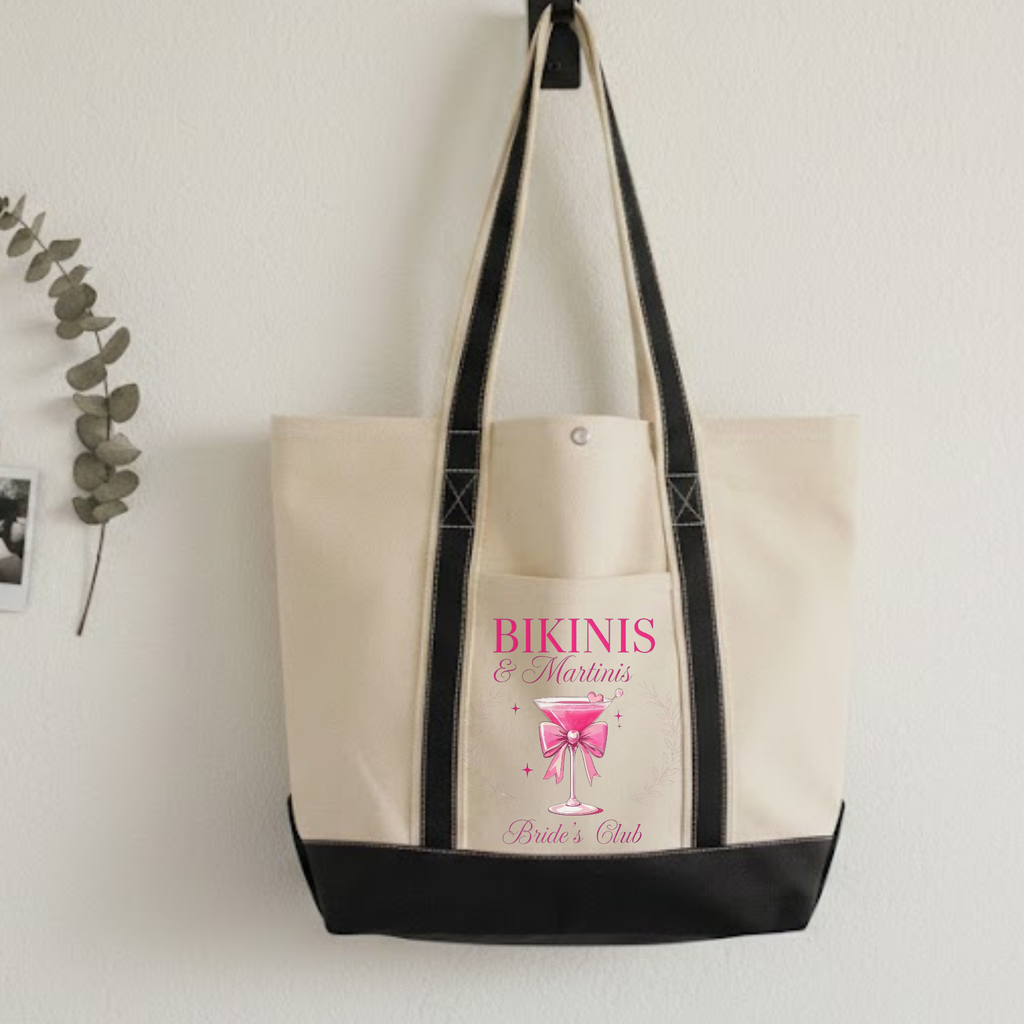 Personalized Tote Bag – Bikinis and Martinis Bachelorette Tote