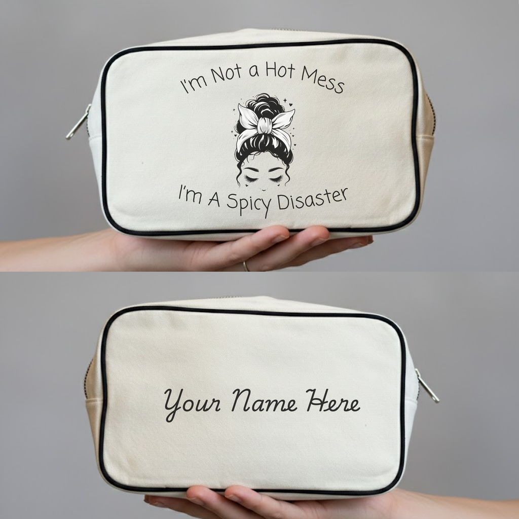 Personalized Makeup Bag – "Spicy Disaster" Custom Cosmetic Pouch