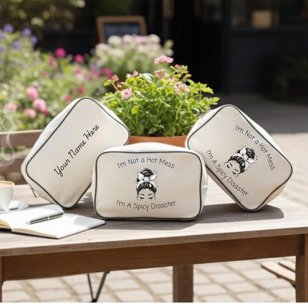 Personalized Makeup Bag – "Spicy Disaster" Custom Cosmetic Pouch